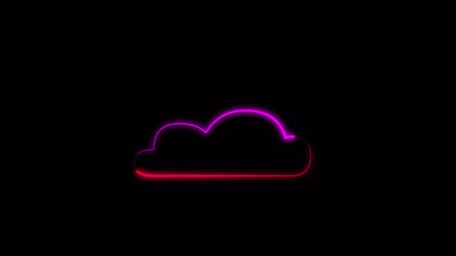 Glowing neon cloud shape against a dark background pink and red