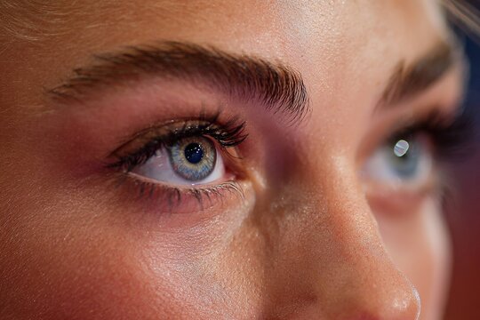 close-up of gymnast&rsquo;s focused eyes during routine