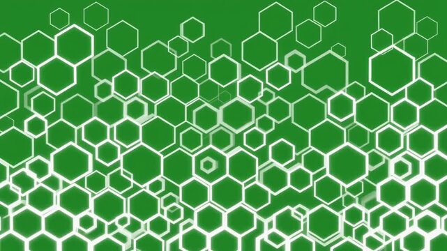 White Hexagonal Cells Forming Futuristic Pattern on Green Screen