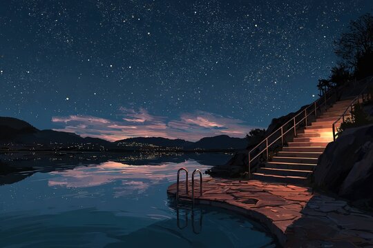 peaceful evening swim under stars
