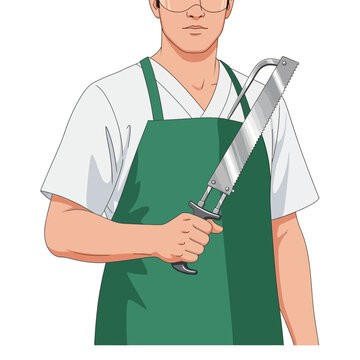 Male Autopsy Technician Bone Saw