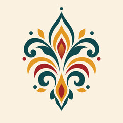 PrintVintage Ornamental Fleur De Lis Damask Lotus Emblem Vector Illustration © ArifAttoriq