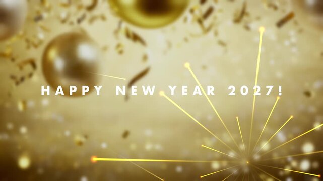 Golden Happy New Year 2027 Celebration Animation