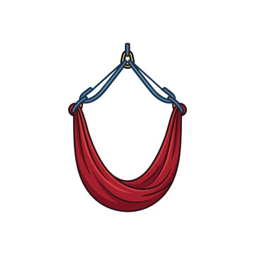 Red aerial yoga hammock illustration on white background