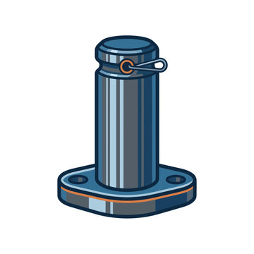 Industrial metal clevis pin fastener with retaining clip illustration