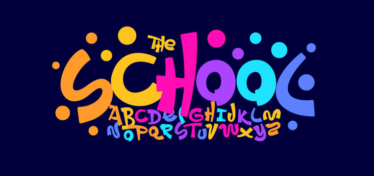 Fun Bouncy Font Cartoon Logo Alphabet Color Typography Groovy Letter Set, Dancing Typographic Design for Carnival Title, Music Festival Poster Headline Logotype. Funny Colorful Fonts. Vector Typeface