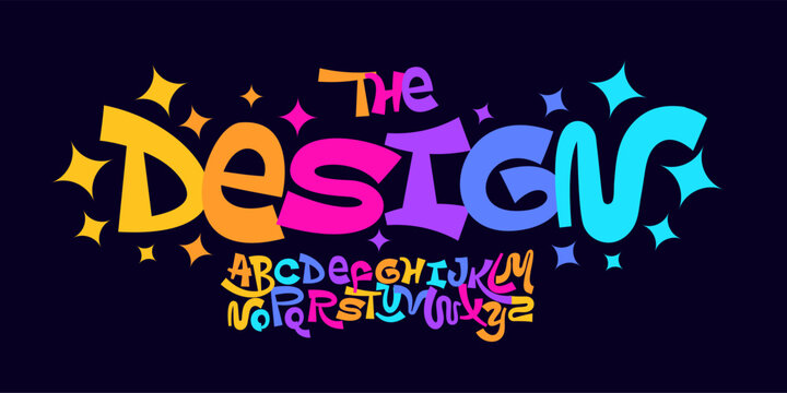 Fun Groovy Font Cartoon Logo Alphabet Color Typography Bouncy Letter Set, Dancing Typographic Design for Carnival Title, Music Fest Poster Headline Logotype. Funny Fonts. Vector Typeface