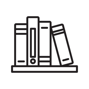 Books on shelf vector outline icon