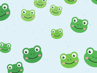 Naklejka premium Kawaii Cartoon Frogs Happy Green Pattern