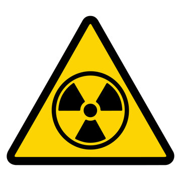 Radioactive hazard or nuclear radiation symbol yellow triangle warning sign vector illustration