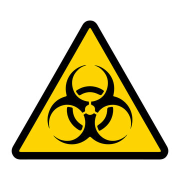 Biohazard or biological risk yellow triangle warning sign vector illustration