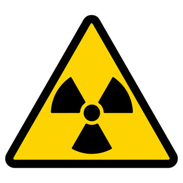 Radioactive material or radiation hazard yellow triangle warning sign vector illustration