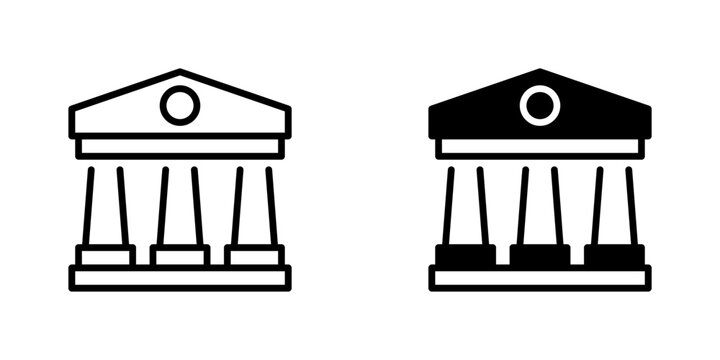 Bank Building Line Icon, Outline Symbol for Financial Institution, Corporate Office, Wealth Management, Secure Vault, and Economy Growth. Vector Sign Icon.