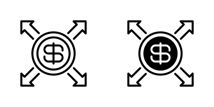 Dividend Payout Line Icon, Outline Symbol for Corporate Sharing, Profit Distribution, Shareholder Reward, Investment Return, and Financial Yield. Vector Sign Icon.