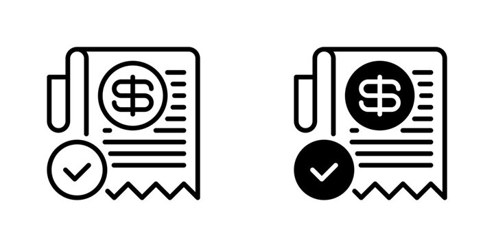 Invoice Bill Line Icon, Outline Symbol for Payment Request, Financial Receipt, Business Transaction, Cost Accounting, and Purchase Record. Vector Sign Icon.