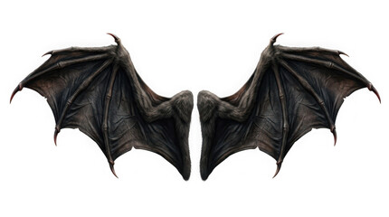 Fototapeta premium Large detailed bat wings spread wide isolated on transparent background