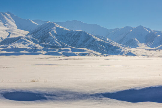 Vast Snowy Mountain Landscape in Kyrgyzstan