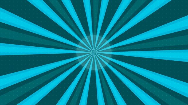 Vibrant Turquoise and Dark Teal Radial Sunburst Background Pattern for Motion Graphics and Dynamic Visual Media Projects