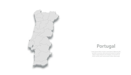 Portugal 3D Map Illustration with Administrative Divisions © magr80