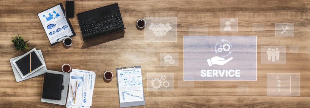 Customer service and support workflow with cooperation, communication, maintenance, and checklist icons for efficient service operation and user satisfaction Vouch