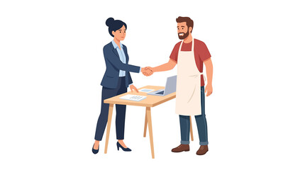 Fototapeta premium Bank Manager and Baker Handshake for Business Loan