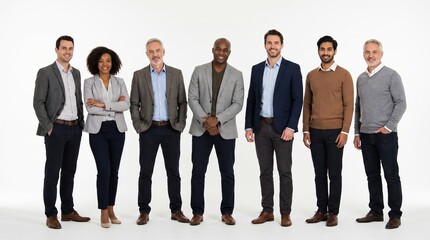 Fototapeta premium A diverse group of professionals standing together, showcasing teamwork and modern business attire