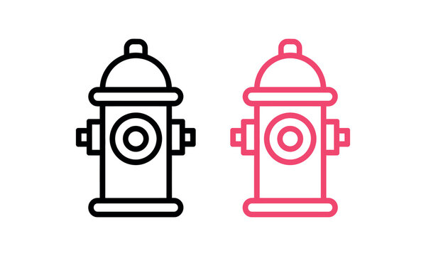 Black and red fire hydrant vector icons side by side