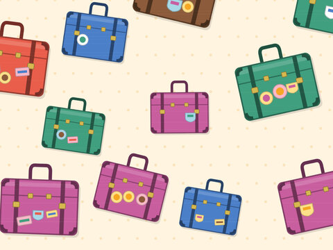 Bright Travel Suitcase Pattern Wanderlust Journey Background