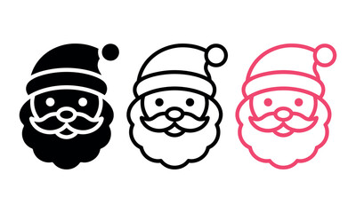 Naklejka premium Cartoon santa claus faces in three different styles
