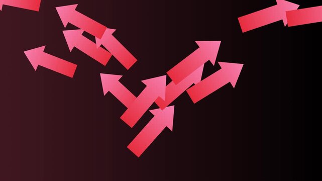 Animation of two group of arrows moving in different directions, depicting choices or differences