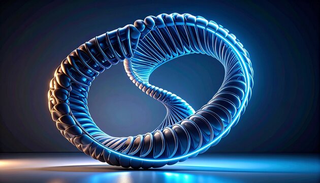 Futuristic glowing torus digital structure