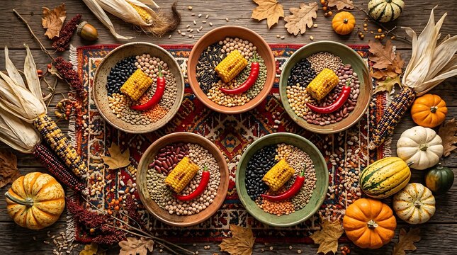 Vibrant Latin American harvest celebration with traditional foods ,Hispanic Heritage Celebration Month, Latino Ctivalultural Festival, Cinco de Mayo, D&iacute;a de los Muertos, Carnaval, Inti Raymi