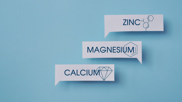 Essential Minerals Zinc Magnesium and Calcium Concept