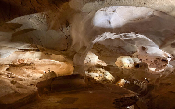 Underground limestone cave at Longhorn Cavern State Park in Burnet, Texas.