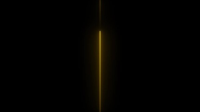 Shining yellow neon vertical laser line transition background loop 4k