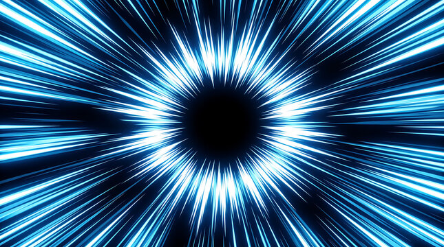 Radiant blue speed lines converging into a dark center point creating an intense motion effect background