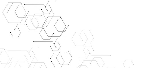 Obraz premium Vector texture with digital geometric hexagons pattern line and dot digital science network background