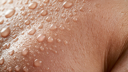 Fototapeta premium Condensation Droplets on Sunlit Warm Skin Macro