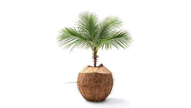 Generative AI depicts a young palm tree rooted in a cocoon-like earth ball