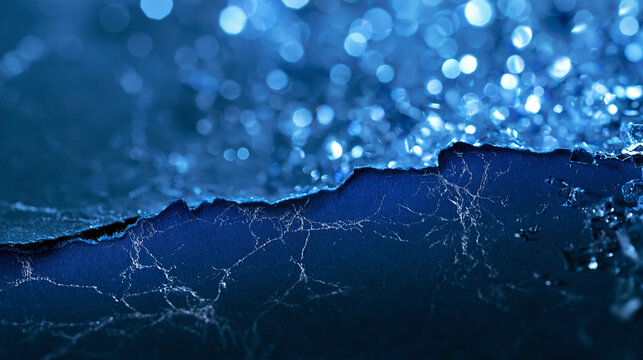 Abstract Blue Ice Crystals and Network Texture Background