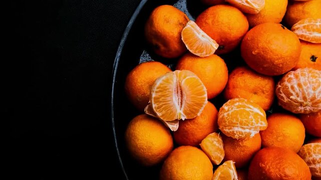 Fresh Ripe Mandarins and Citrus Fruits Close Up 4K Video