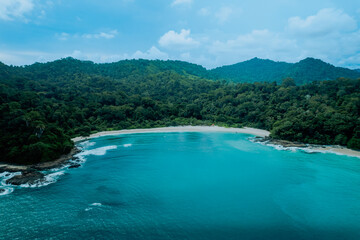 Fototapeta premium Aerial View of Tropical Paradise Beach and Turquoise Ocean