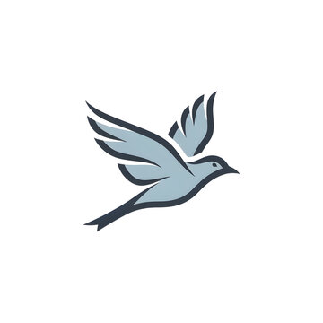 Stylized Flying Bird Logo Icon PNG Transparent