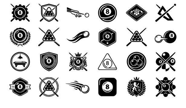 Billiard 8 Ball Pool Logo Badge and Emblem Vector Collection