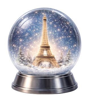 PNG Eiffel Tower snow globe enchantment.