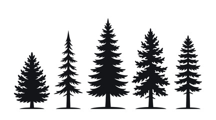 Set of black pine tree silhouettes © MstSuma
