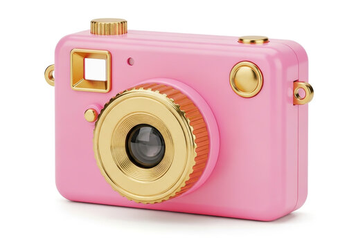 Cute pink and gold vintage style photo camera