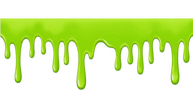 Green slime dripping border isolated on transparent background