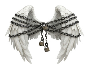 Fototapeta premium PNG Chained angel wings sculpture art.