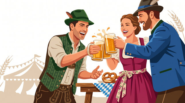People toasting with beer mugs at a festive celebration outdoors  
